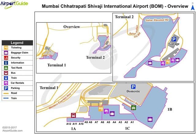 Mumbai - Bombay luchthaven terminal kaart