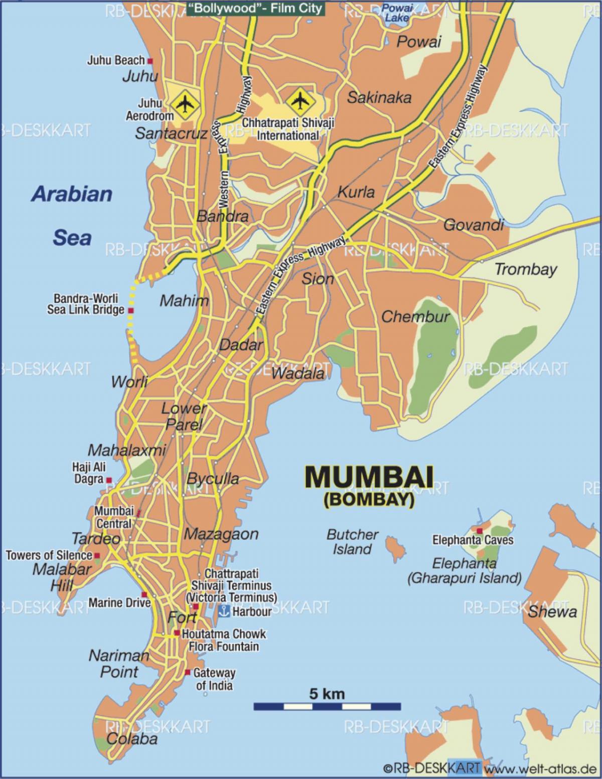 Mumbai - Bombay luchthavens kaart