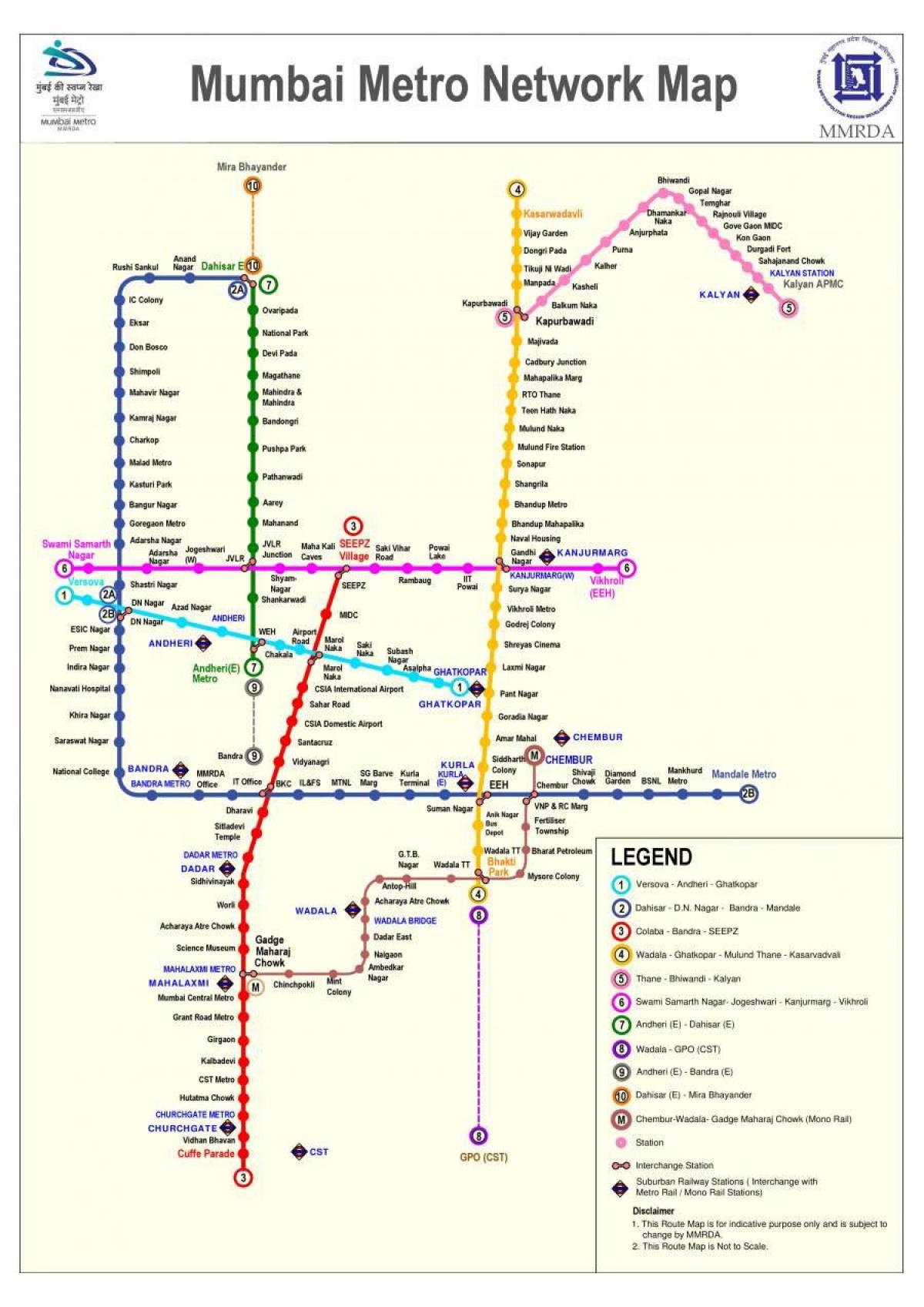 Mumbai - Bombay metrostations kaart