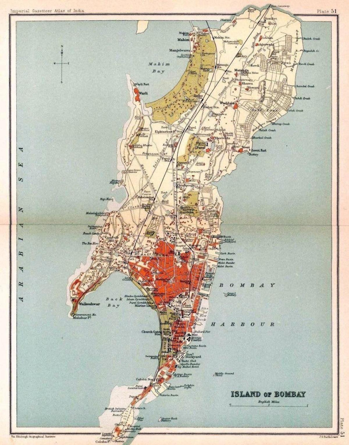 Mumbai - Bombay historische kaart