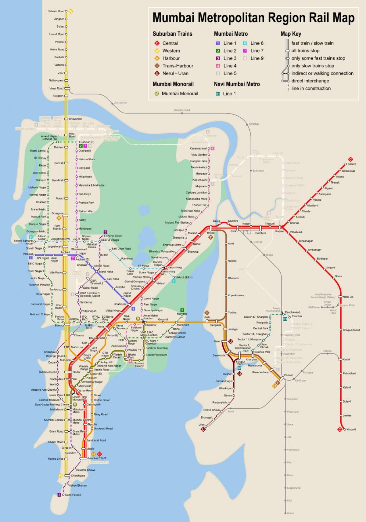 Mumbai - Bombay metrostation kaart