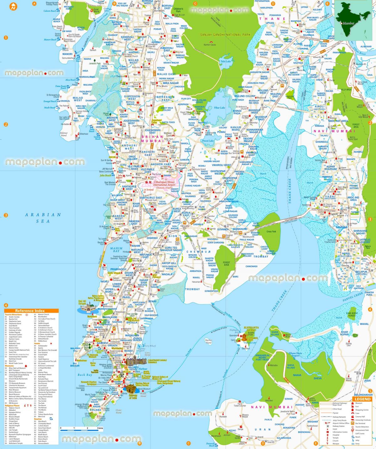 Mumbai - Bombay sightseeing kaart