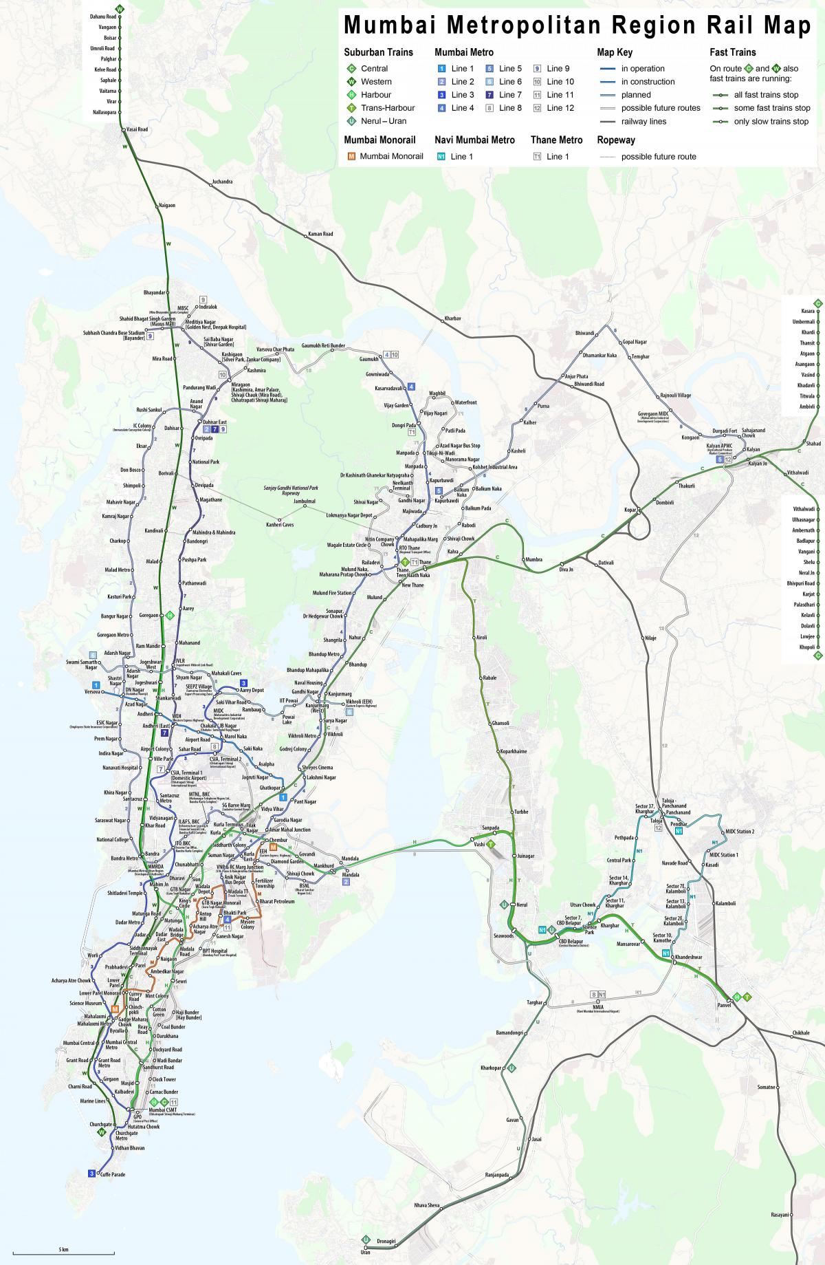 Mumbai - Bombay treinstations kaart
