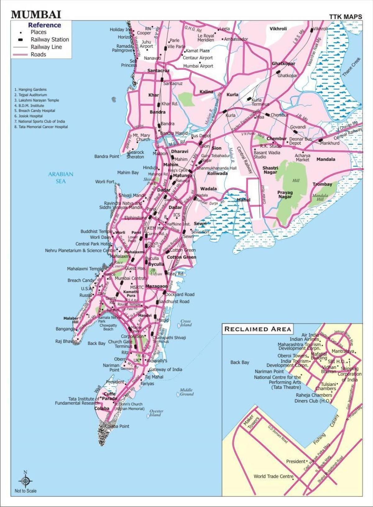 Mumbai - Bombay vervoerskaart