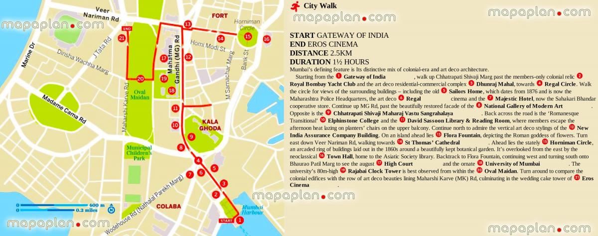 Mumbai - Bombay wandeltochten kaart